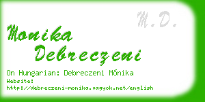 monika debreczeni business card